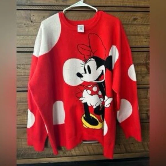Disney Minnie Mouse Sweater Red White Polka Dots PLUS SIZE 2X Pullover Knit NWT - Picture 11 of 11